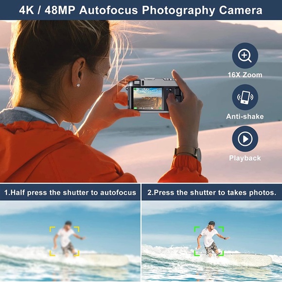 4K Digital Camera for Photography Autofocus 48MP Photos/Vlogging Camera - Picture 3 of 7